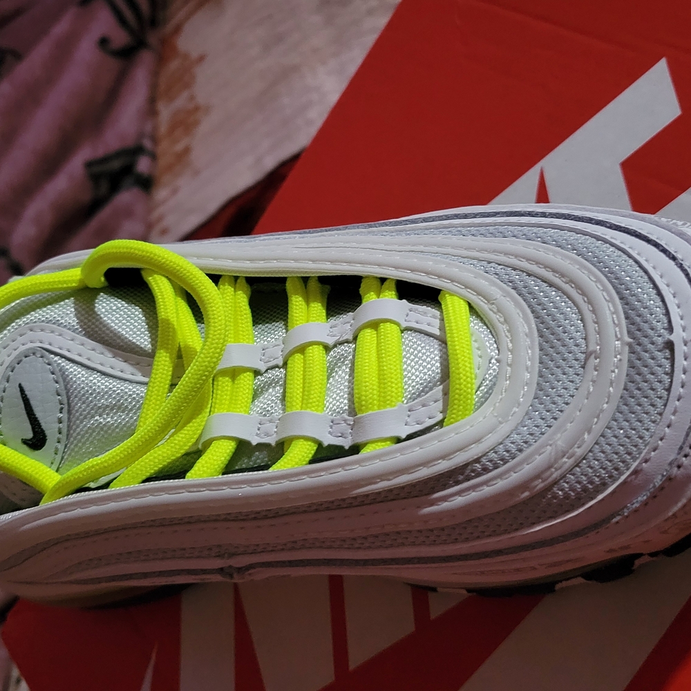 Nike Kids White and Neon Green Sneakers